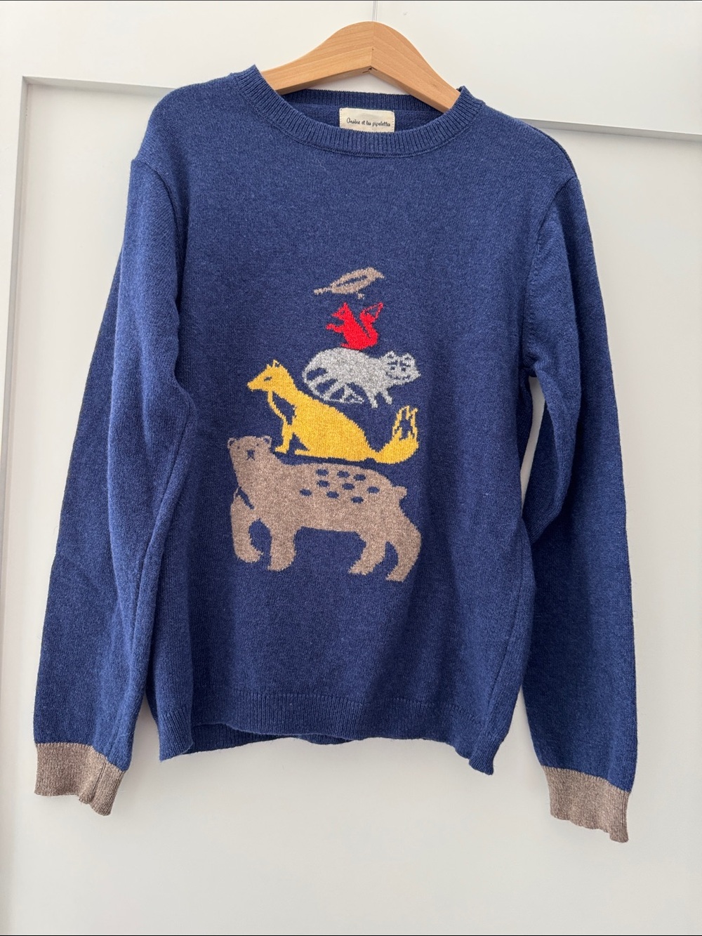 Navy Kids' Animal Stack Crewneck Sweater - Picture 1 of 5